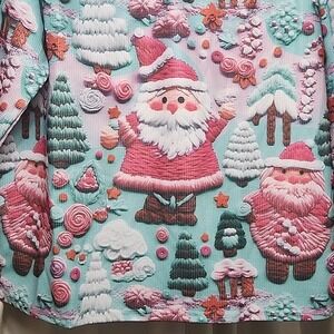 NEW GIFT‎ SANTA CLAUS Shirt Pink CHRISTMAS TREE Top 2XL  50 Novelty CUTE Lightwt